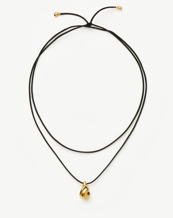 Missoma Savi Ridge Droplet Pendant Cord Necklace | 18ct Gold Plated