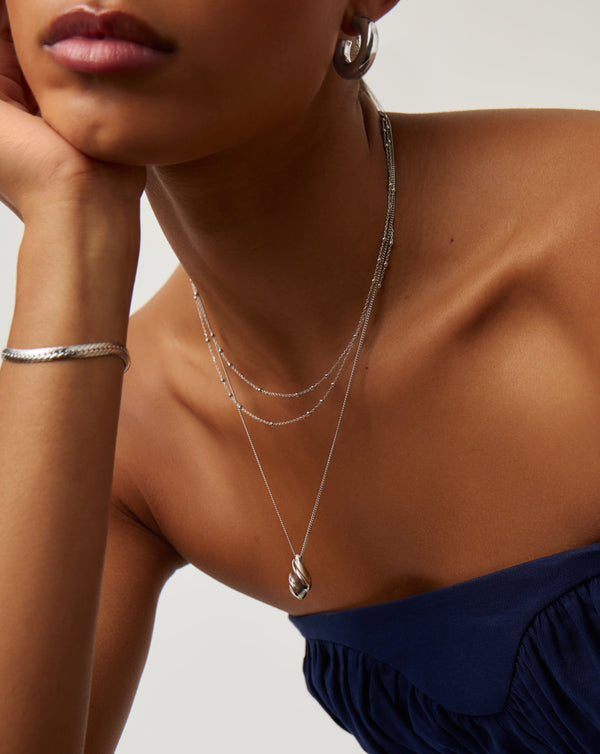 Missoma Savi Ridge Droplet Pendant Necklace | Silver Plated