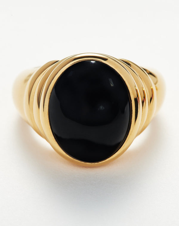 Missoma Savi Ridge Oval Gemstone Chunky Ring | Gold/Black Onyx