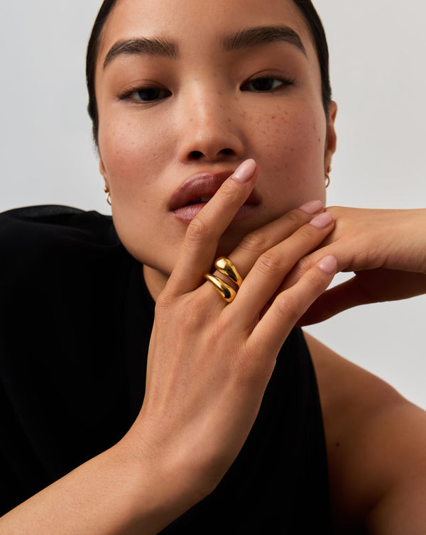 Missoma Savi Sculptural Crossover Ring | 18ct Gold Vermeil