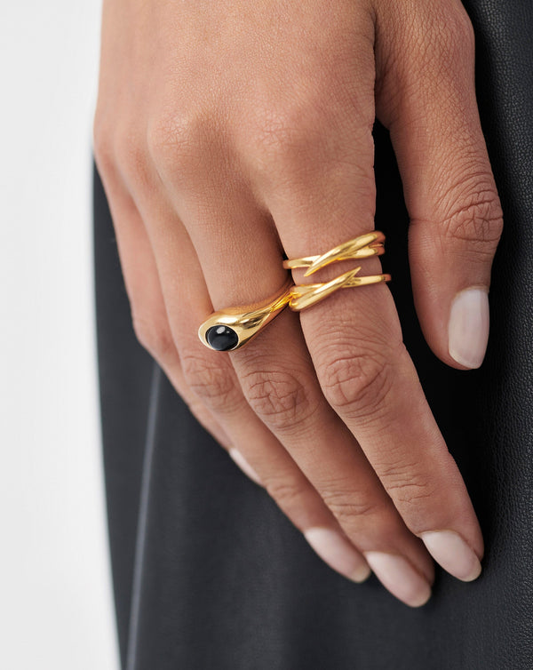 Missoma Savi Sculptural Gemstone Stacking Ring | 18ct Gold Vermeil