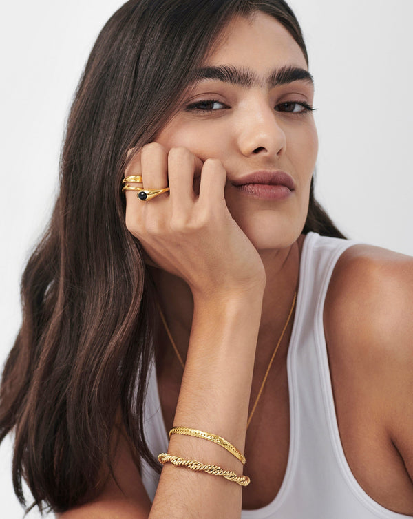 Missoma Savi Sculptural Gemstone Stacking Ring | 18ct Gold Vermeil