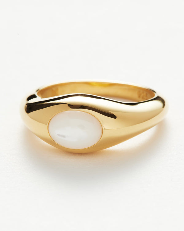 Missoma Savi Sculptural Gemstone Stacking Ring | Gold/Pearl