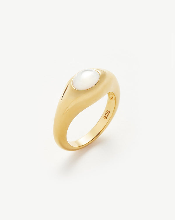 missoma Savi Sculptural Gemstone Stacking Ring | Gold/Pearl