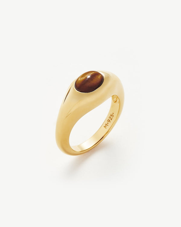 missoma Savi Sculptural Gemstone Stacking Ring | Gold/Tigers Eye