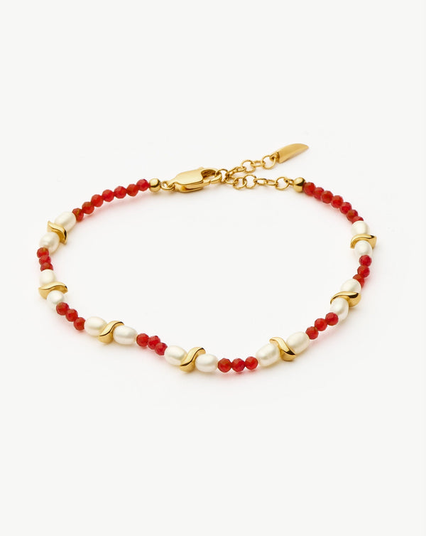 Missoma Savi Seed Pearl Beaded Bracelet | Red Quartz & Pearl