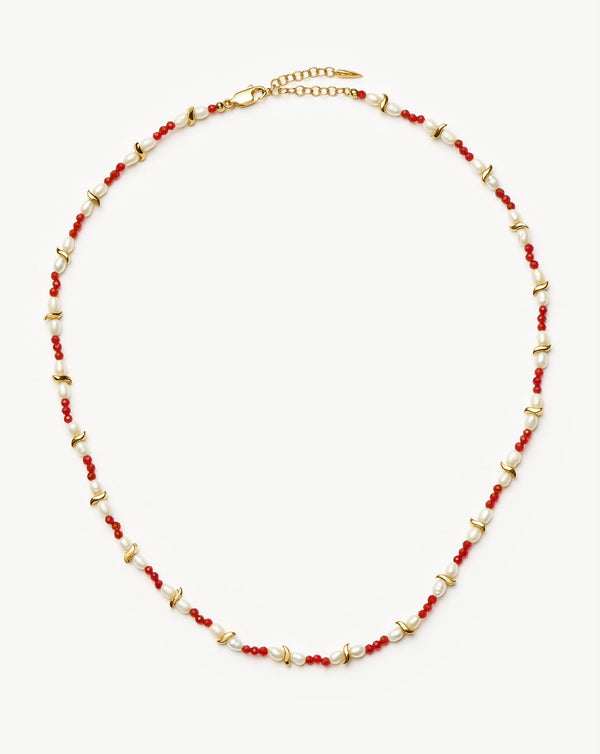 missoma Savi Seed Pearl Beaded Necklace | Red Quartz & Pearl