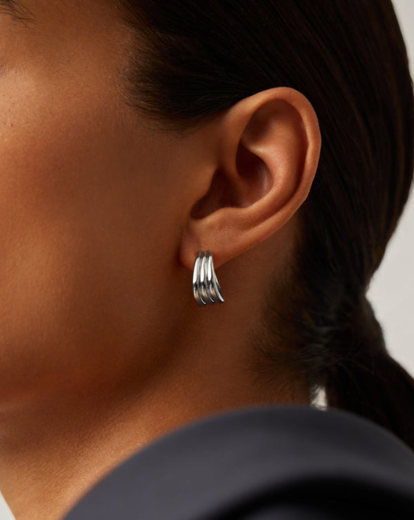 Missoma Savi Triple Ridge Hoop Earrings | Sterling Silver