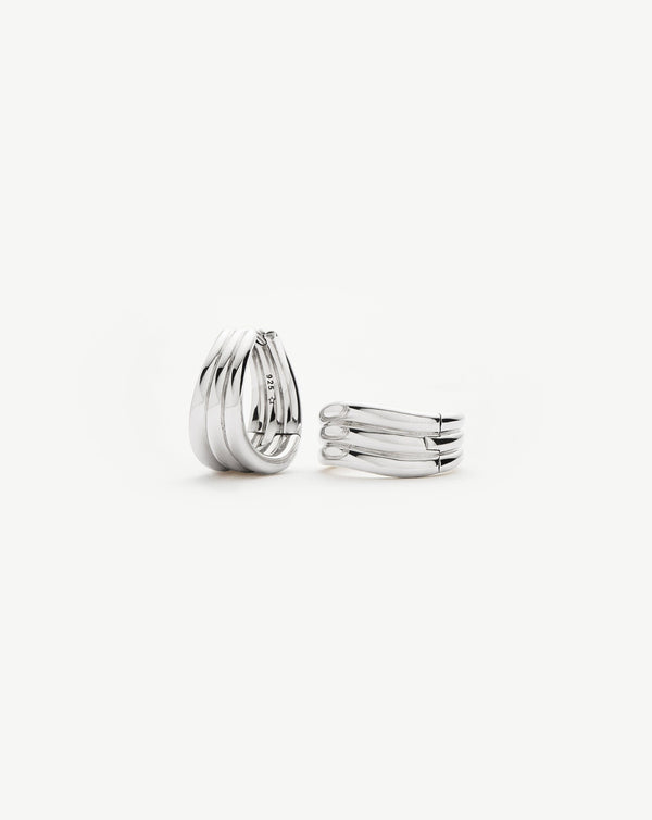 missoma Savi Triple Ridge Hoop Earrings | Sterling Silver