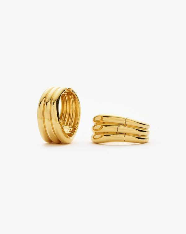 missoma Savi Triple Ridge Medium Hoop Earrings | 18ct Gold Plated