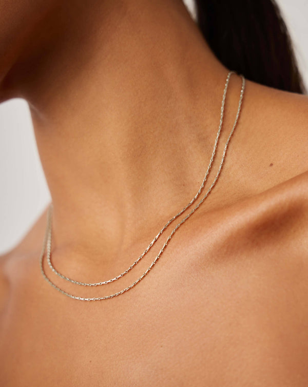 Missoma Savi Twisted Double Chain Necklace | Silver Plated