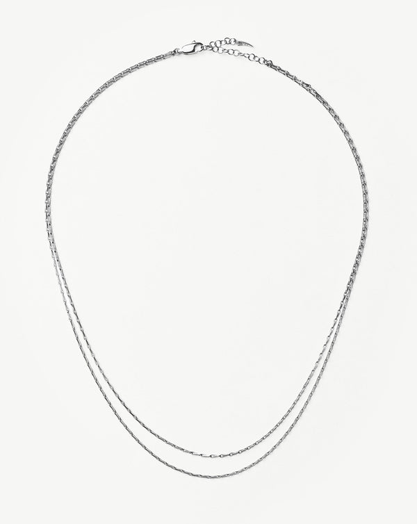 missoma Savi Twisted Double Chain Necklace | Silver Plated