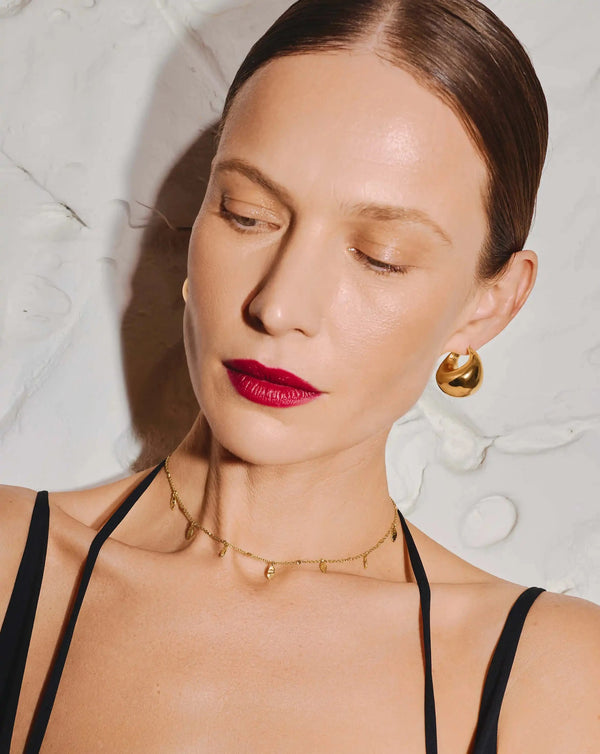 Missoma Sculptural Chubby Dome Medium Hoop Earrings | 18ct Gold Plated