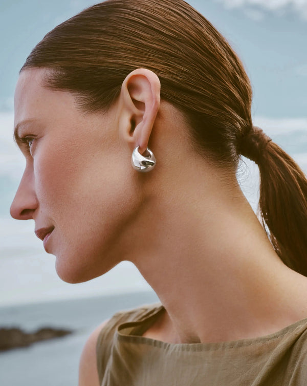 Missoma Sculptural Chubby Dome Medium Hoop Earrings | Silver Plated