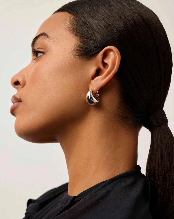 Missoma Sculptural Chubby Dome Small Hoop Earrings | Silver Plated