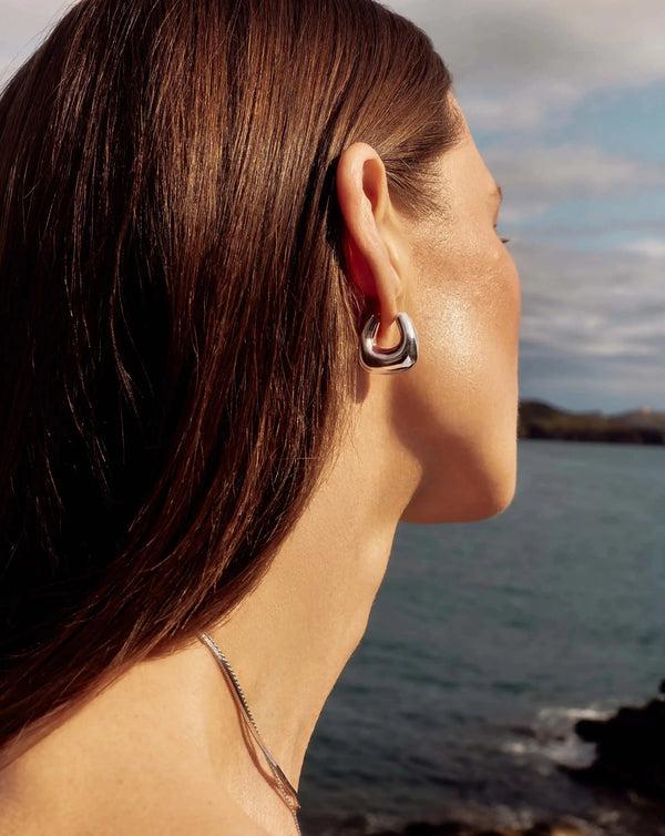 Missoma Sculptural Chubby Small Hoop Earrings | Silver Plated