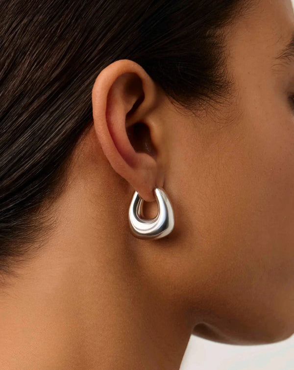 Missoma Sculptural Chubby Small Hoop Earrings | Silver Plated