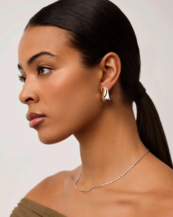 Missoma Sculptural Molten Medium Hoop Earrings | Mixed Metal