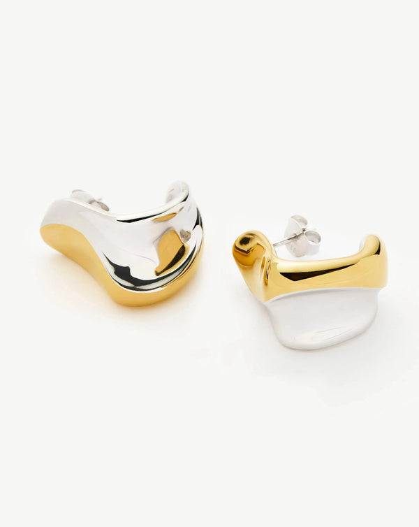 Missoma Sculptural Molten Medium Hoop Earrings | Mixed Metal