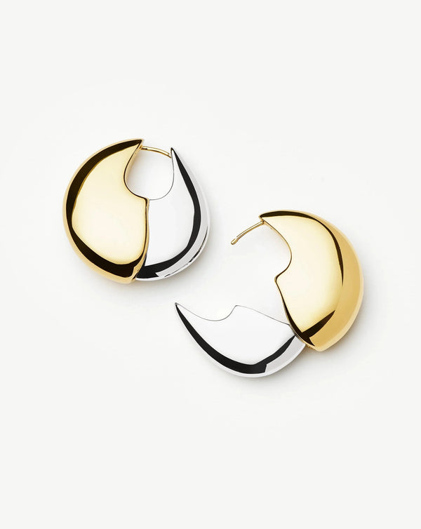 Missoma Sculptural Pebble Medium Hoop Earrings | Mixed Metal