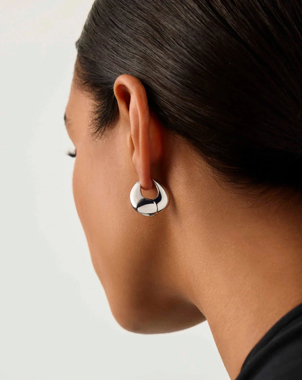 Missoma Sculptural Pebble Small Hoop Earrings | Silver Plated