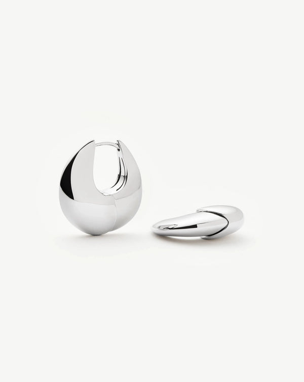 missoma Sculptural Pebble Small Hoop Earrings | Silver Plated