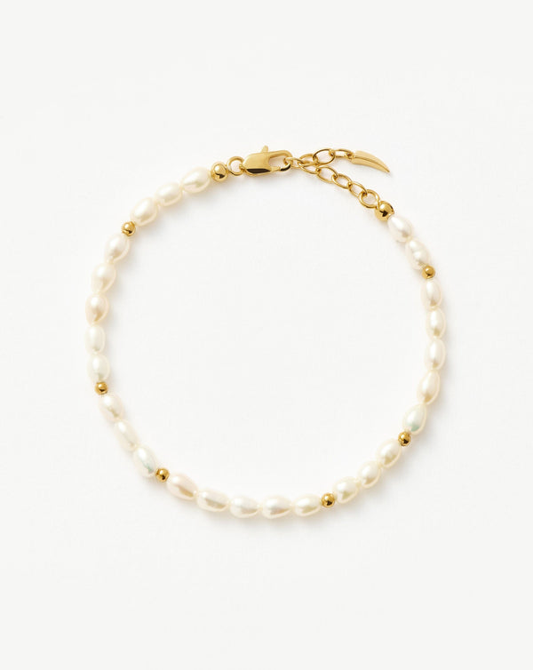 missoma Seed Pearl Beaded Bracelet | 18ct Gold Plated/Pearl