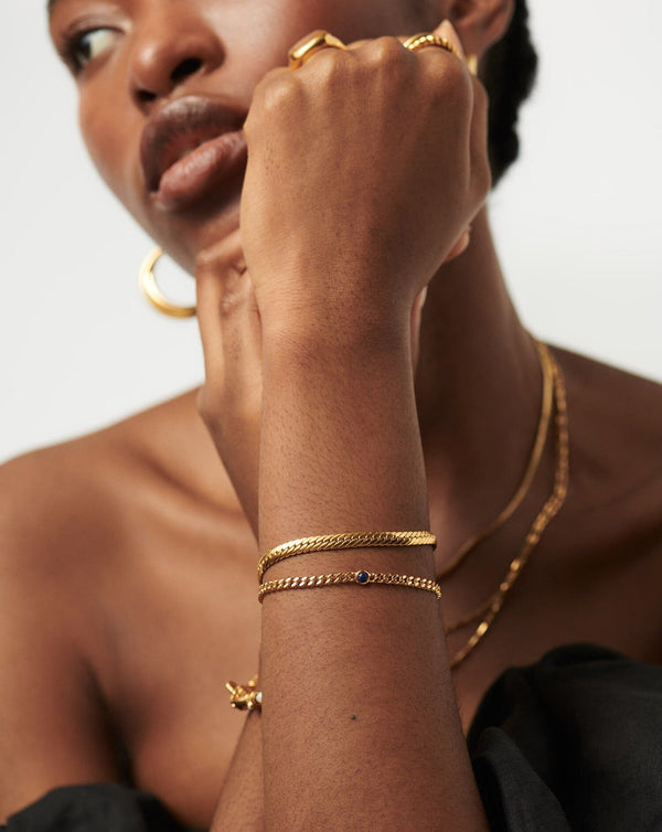 Missoma September Birthstone Chain Bracelet | 18ct Gold Vermeil/Lapis