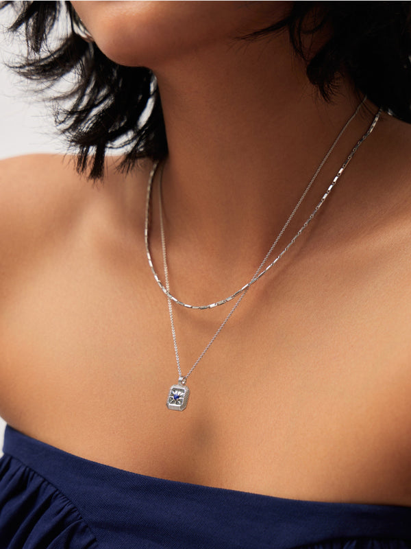 Missoma September Birthstone Necklace & Charm Earrings Set | Sterling Silver/Lapis Necklaces