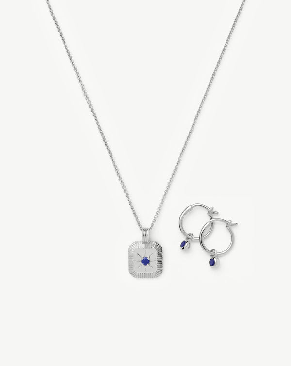 Missoma September Birthstone Necklace & Charm Earrings Set | Sterling Silver/Lapis Necklaces