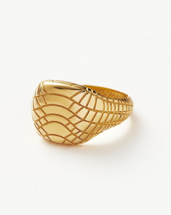 Missoma Serpent Textured Signet Ring | 18ct Gold Plated