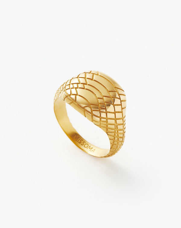 missoma Serpent Textured Signet Ring | 18ct Gold Plated
