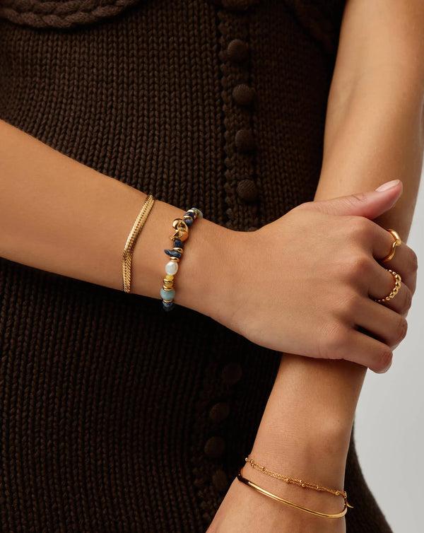 Missoma Shell Statement Multi Beaded Bracelet | 18ct Gold Plated/Multi Gemstone