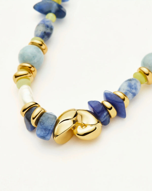 Missoma Shell Statement Multi Beaded Bracelet | 18ct Gold Plated/Multi Gemstone