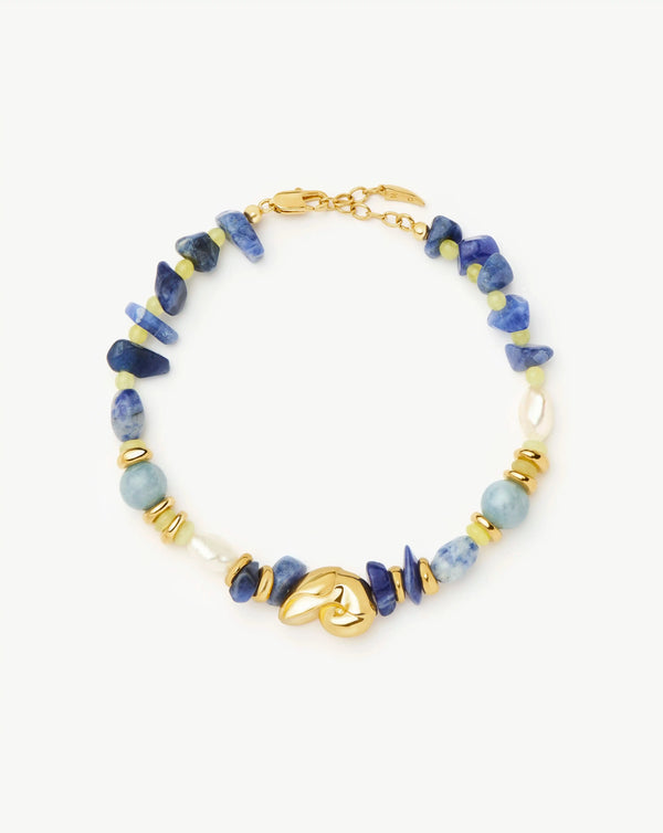 missoma Shell Statement Multi Beaded Bracelet | 18ct Gold Plated/Multi Gemstone