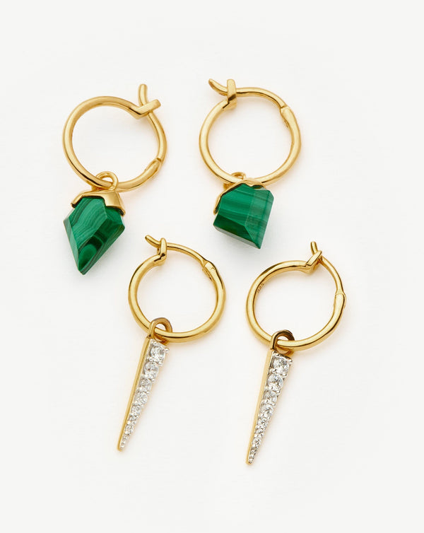 Missoma Shield & Spike Charm Hoop Earring Set | 18ct Gold Vermeil