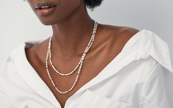 Missoma Short Seed Pearl Beaded Necklace | 18ct Gold Plated/Pearl