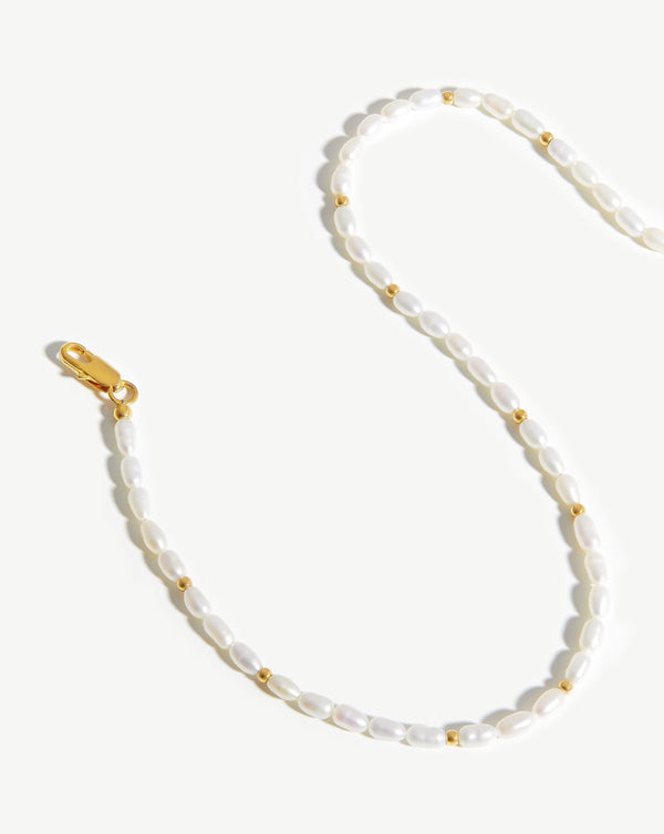 Missoma Short Seed Pearl Beaded Necklace | 18ct Gold Plated/Pearl