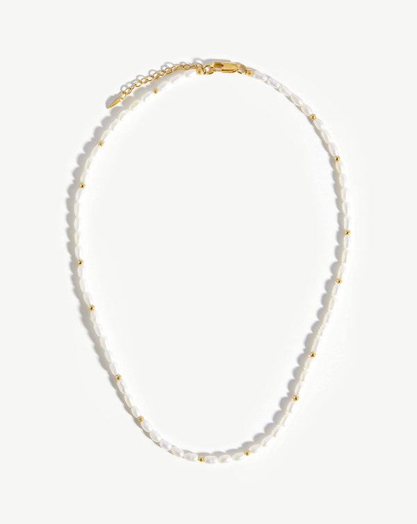 missoma Short Seed Pearl Beaded Necklace | 18ct Gold Plated/Pearl