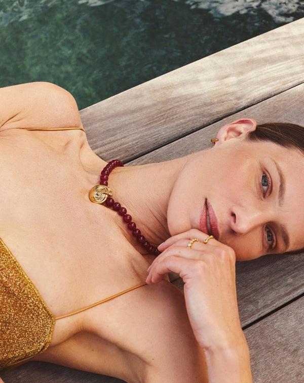 Missoma Spiral Gemstone Beaded Pendant Necklace | Cherry Crystal Quartz