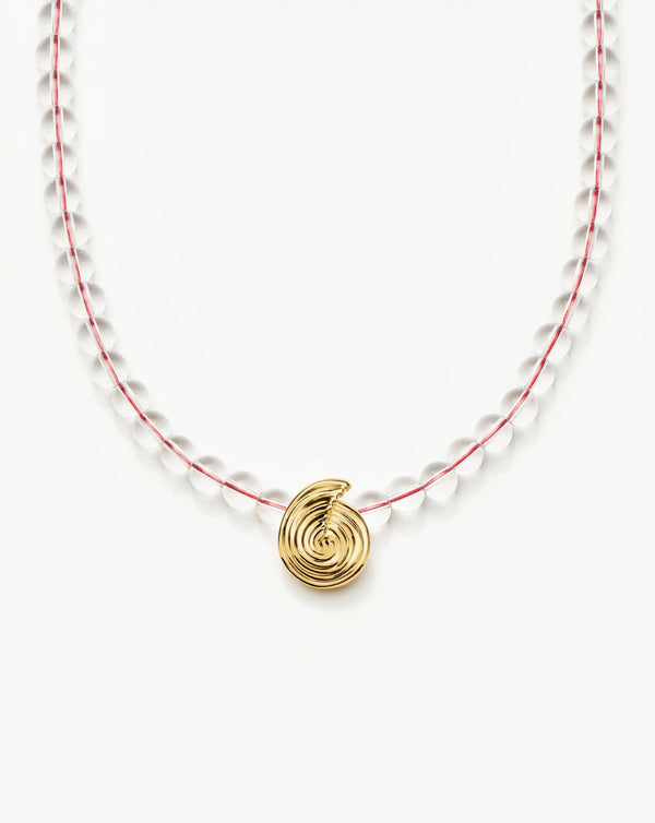 missoma Spiral Gemstone Beaded Pendant Necklace | Clear Crystal Quartz