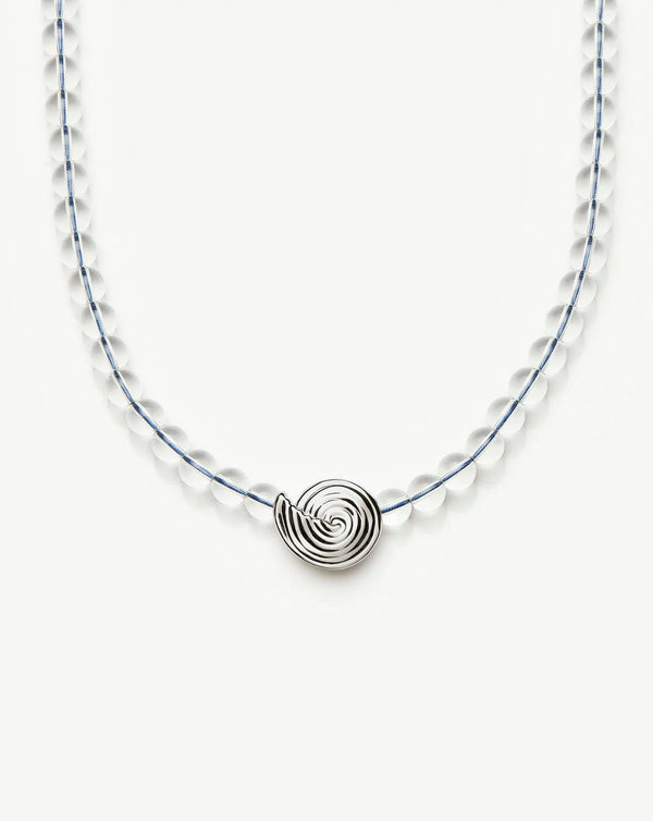missoma Spiral Gemstone Beaded Pendant Necklace | Clear Crystal Quartz