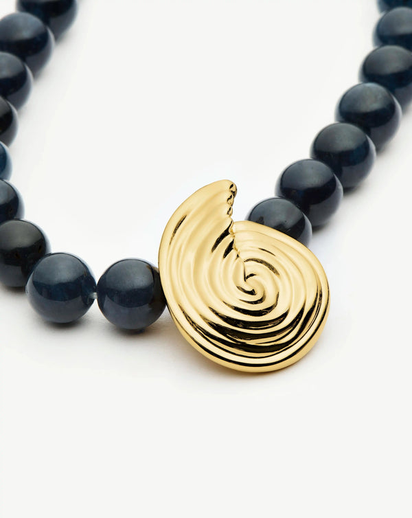 Missoma Spiral Gemstone Beaded Pendant Necklace | Dark Blue Crystal Quartz