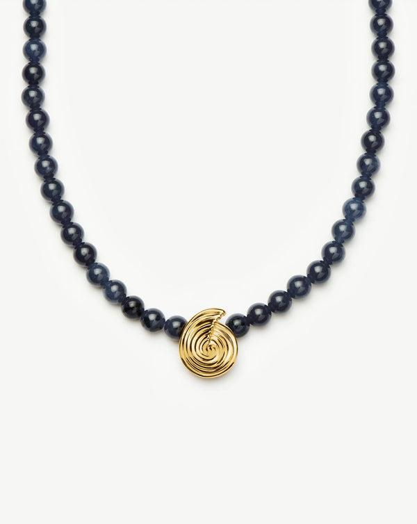 missoma Spiral Gemstone Beaded Pendant Necklace | Dark Blue Crystal Quartz