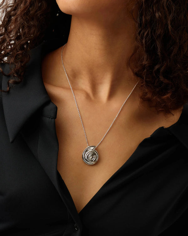 Missoma Spiral Large Pendant Necklace | Silver Plated