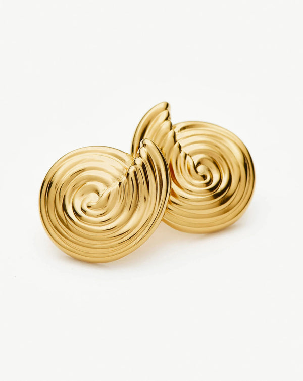 Missoma Spiral Small Stud Earrings | 18ct Gold Plated