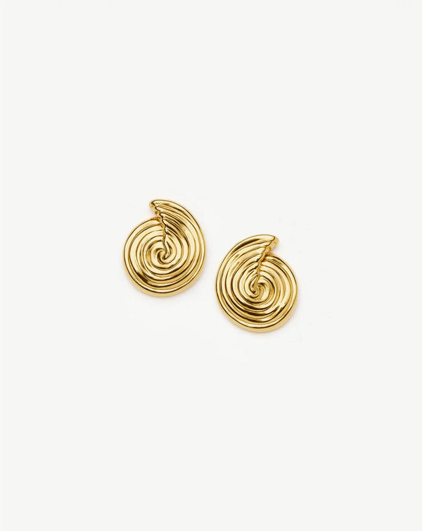 missoma Spiral Small Stud Earrings | 18ct Gold Plated