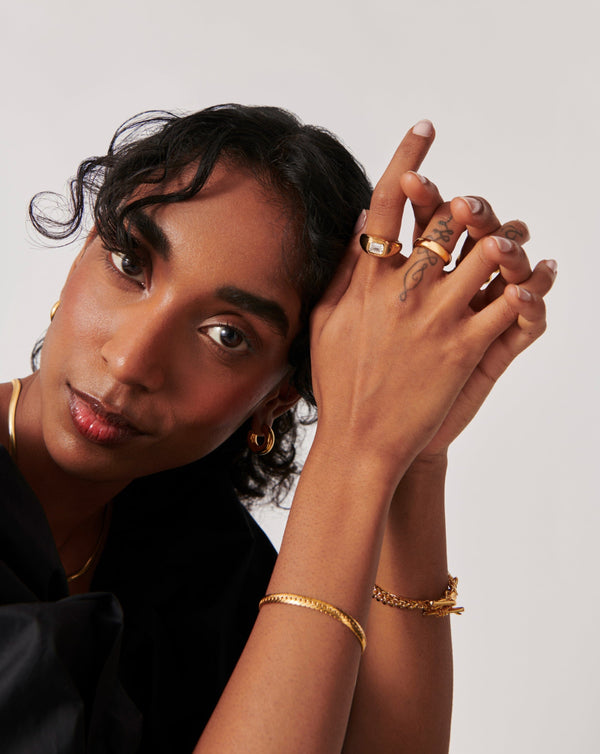 Missoma Stone Dome Statement Ring | 18ct Gold Vermeil/Cubic Zirconia