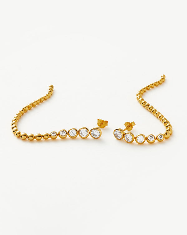 Missoma Tennis Beaded Stone Extra Long Drop Earrings | 18ct Gold Vermeil/Cubic Zirconia