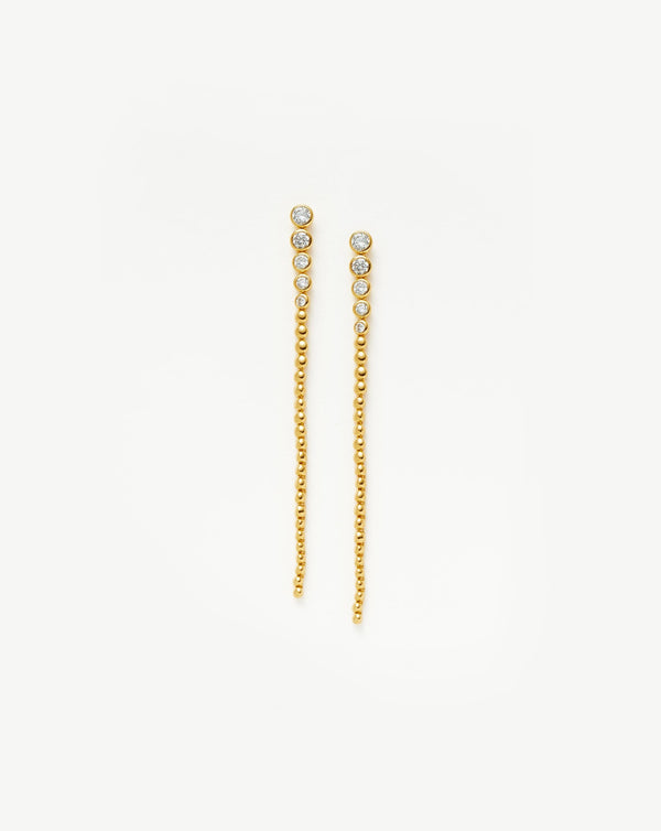 missoma Tennis Beaded Stone Extra Long Drop Earrings | 18ct Gold Vermeil/Cubic Zirconia